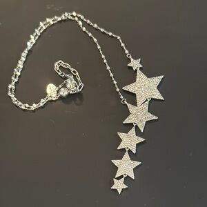 Melania Clara Pave Crystal Shooting Star Necklace in Silver Tone Magnetic Clasp